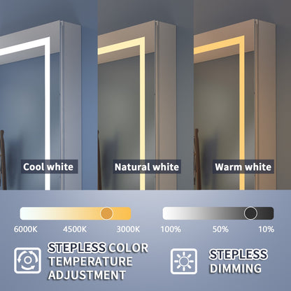 Boost-M2 30" W x 36" H Bathroom Light Medicine Cabinets Recessed or Surface Defogger, Dimmer, Outlets & USB