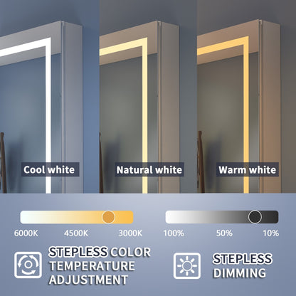Boost-M2 30" W x 32" H Bathroom Light Medicine Cabinets Recessed or Surface Defogger, Dimmer, Outlets & USB