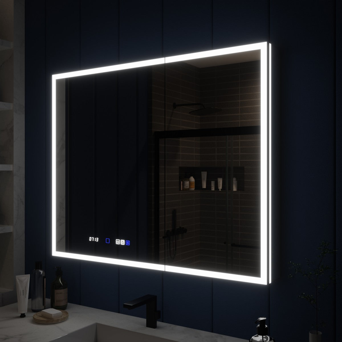 Illusion 40" x 32" LED Medicine Cabinet with Lights, Magnifiers Front and Back Light