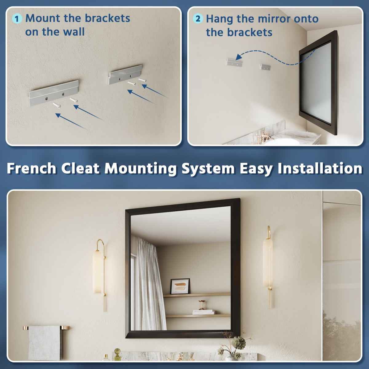40" x 36" Modern, Elegant Rectangular Wall Mirror with Tempered Glass, Shatterproof, Rust-Resistant Wood Grain Aluminum Frame for Bathroom, Living Room & Hallway| Nolhurst