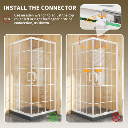 Haven-S 36" x 72" Corner Shower Enclosure,6mm Clear Glass,Double Sliding Shower Doors,White,Not Base,Adjustable