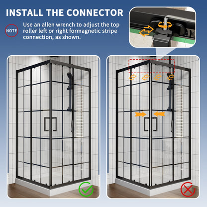 Haven-S 36" x 72" Corner Shower Enclosure,6mm Clear Glass,Double Sliding Shower Doors,Matte Black,Not Base,Adjustable