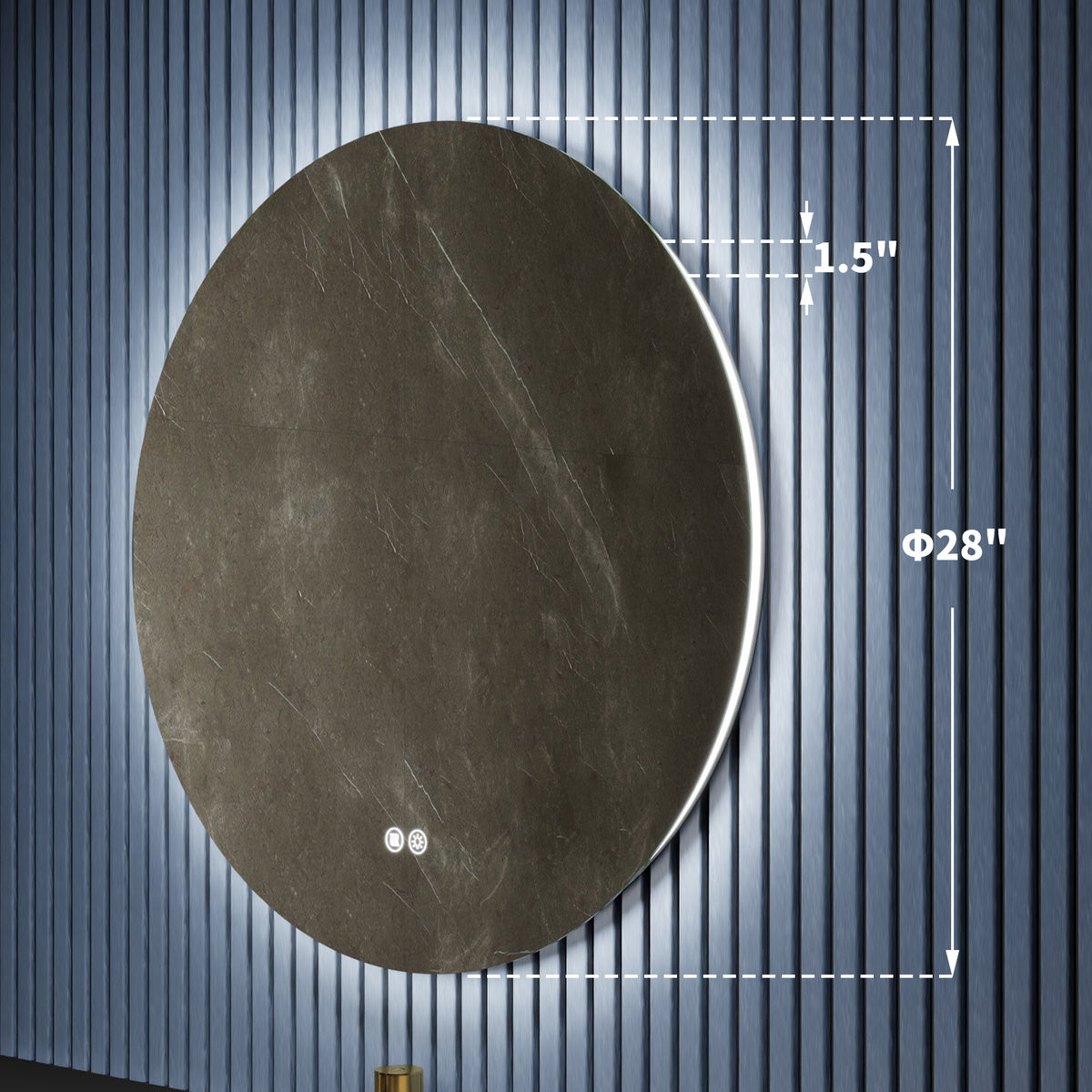 Caivell 28" Round 3-Color Anti-Fog Backlit LED Bathroom Mirror