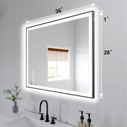 Apex-Noir 28"x36" Framed LED Lighted Bathroom Mirror