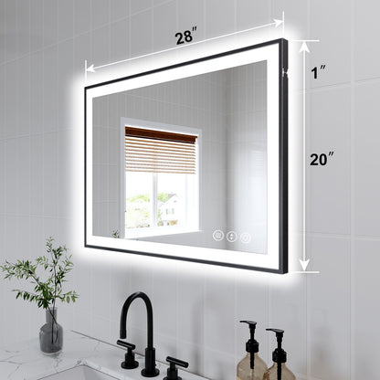 Apex-Noir 20"x28" Framed LED Lighted Bathroom Mirror