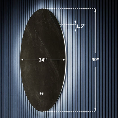 Caivell 24" x 40" Oval 3-Color Anti-Fog Backlit LED Bathroom Mirror
