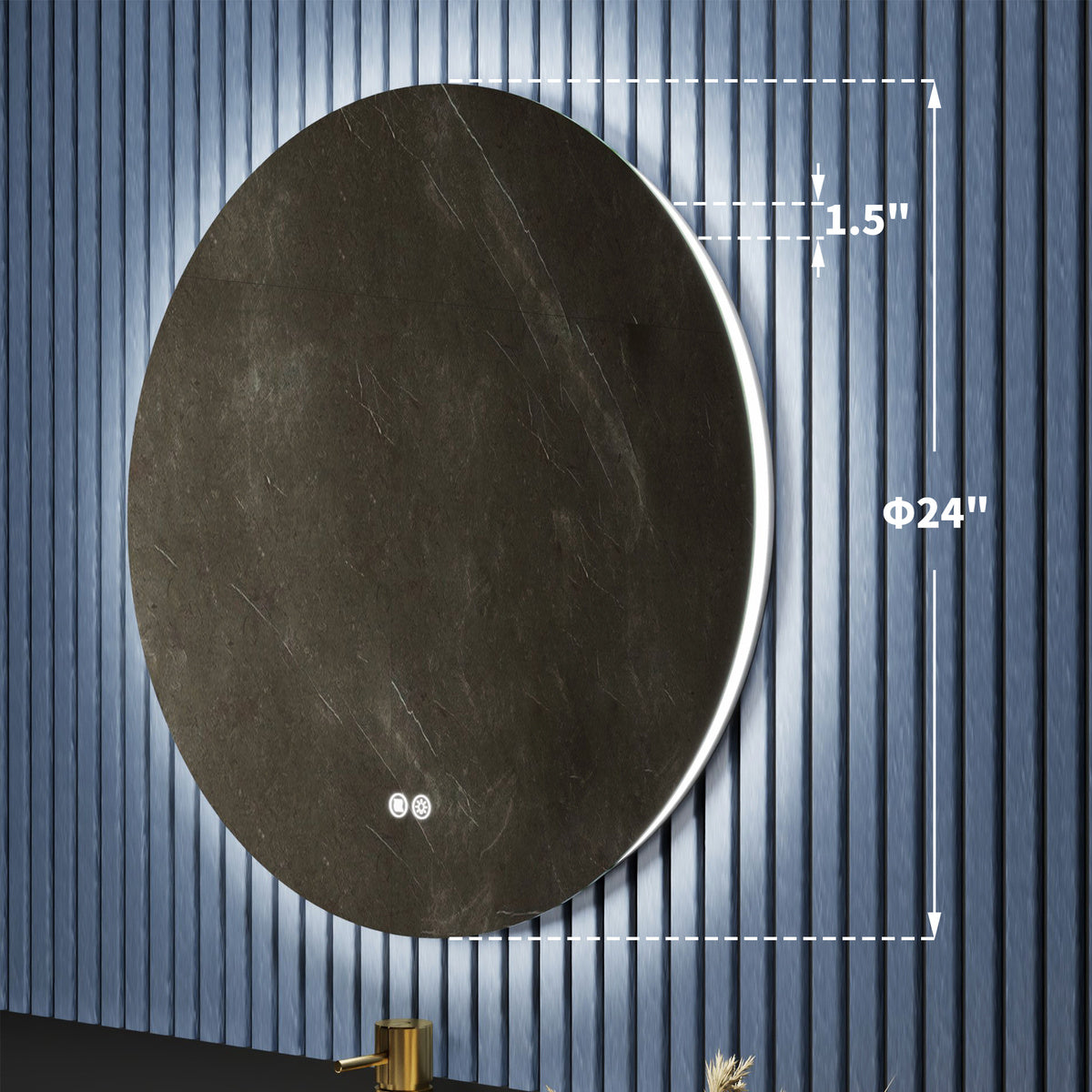 Caivell 24" Round 3-Color Anti-Fog Backlit LED Bathroom Mirror