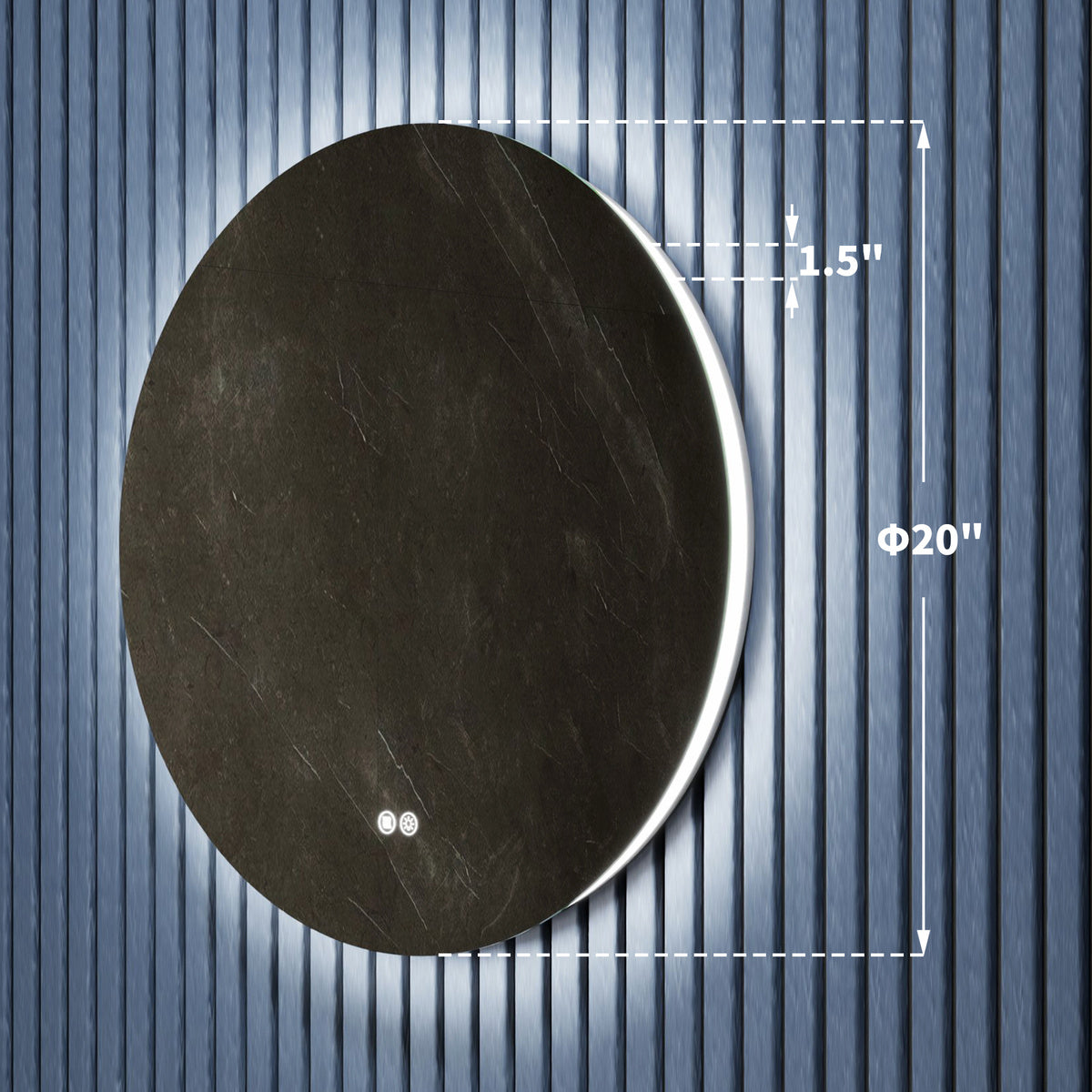Caivell 20" Round 3-Color Anti-Fog Backlit LED Bathroom Mirror