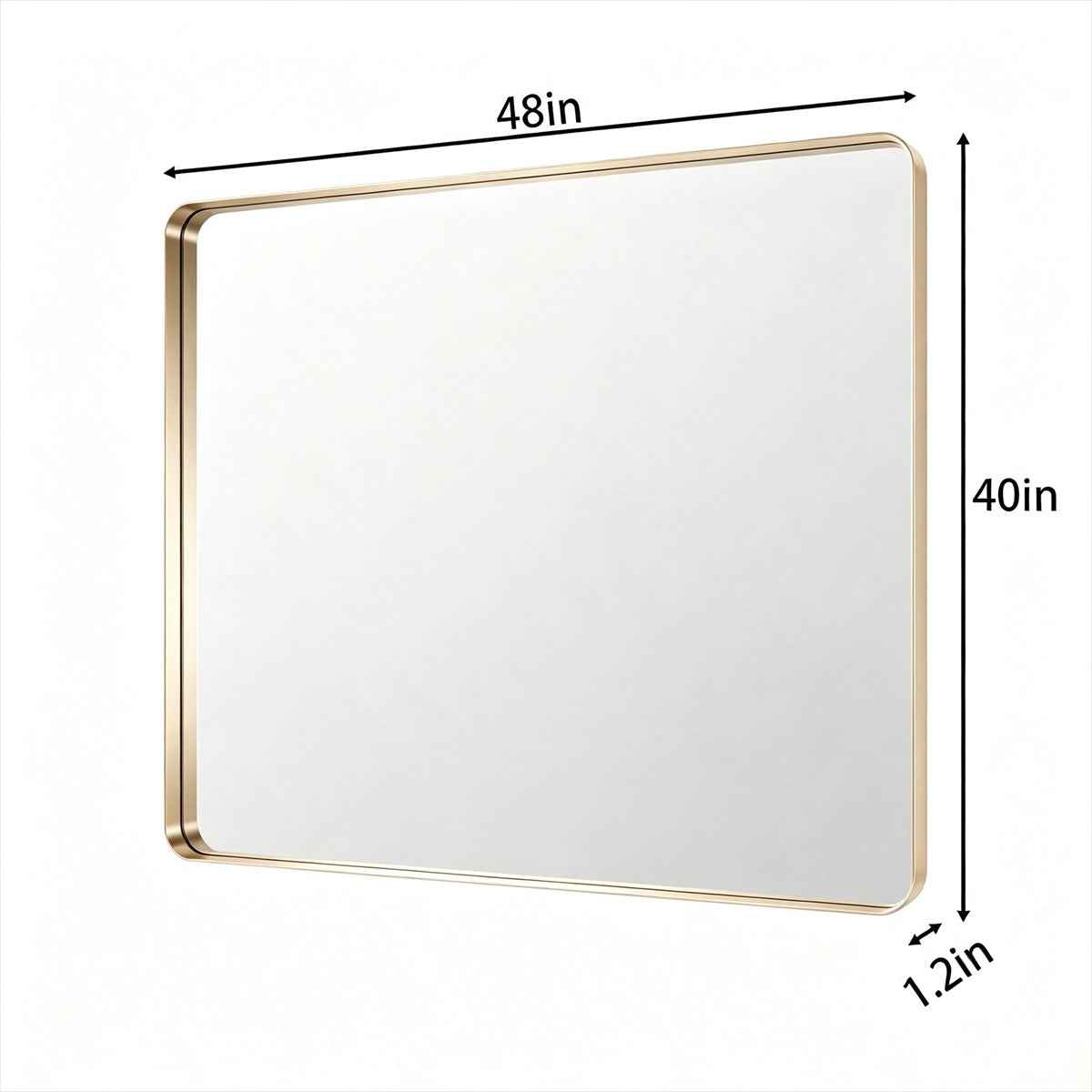 Noir 48" x 40" Gold Framed Rectangular Bathroom Mirror