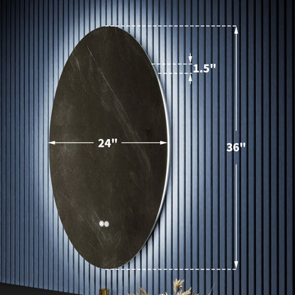 Caivell 28" x 36" Oval 3-Color Anti-Fog Backlit LED Bathroom Mirror