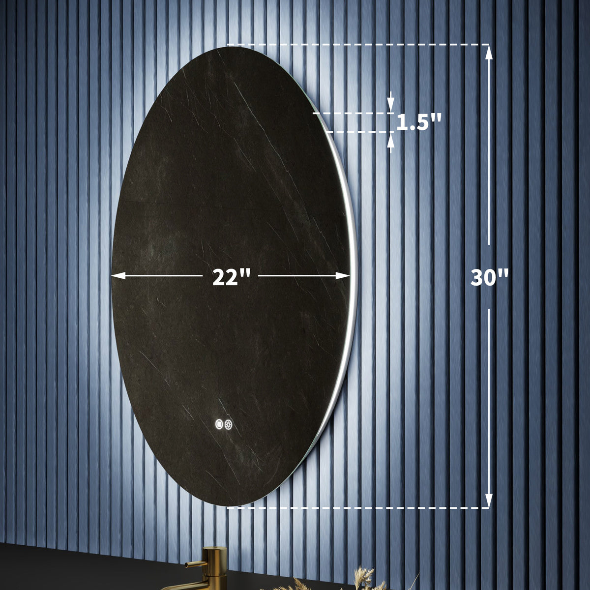 Caivell 24" x 32" Oval 3-Color Anti-Fog Backlit LED Bathroom Mirror