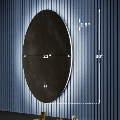 Caivell 24" x 32" Oval 3-Color Anti-Fog Backlit LED Bathroom Mirror
