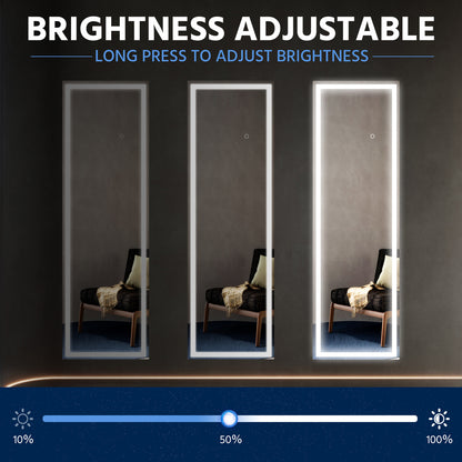 Nivor 71"x24" Dimmable LED Full-Length Floor Framed Mirror with Stand, 3-Color Lights & Wall-Mount Option