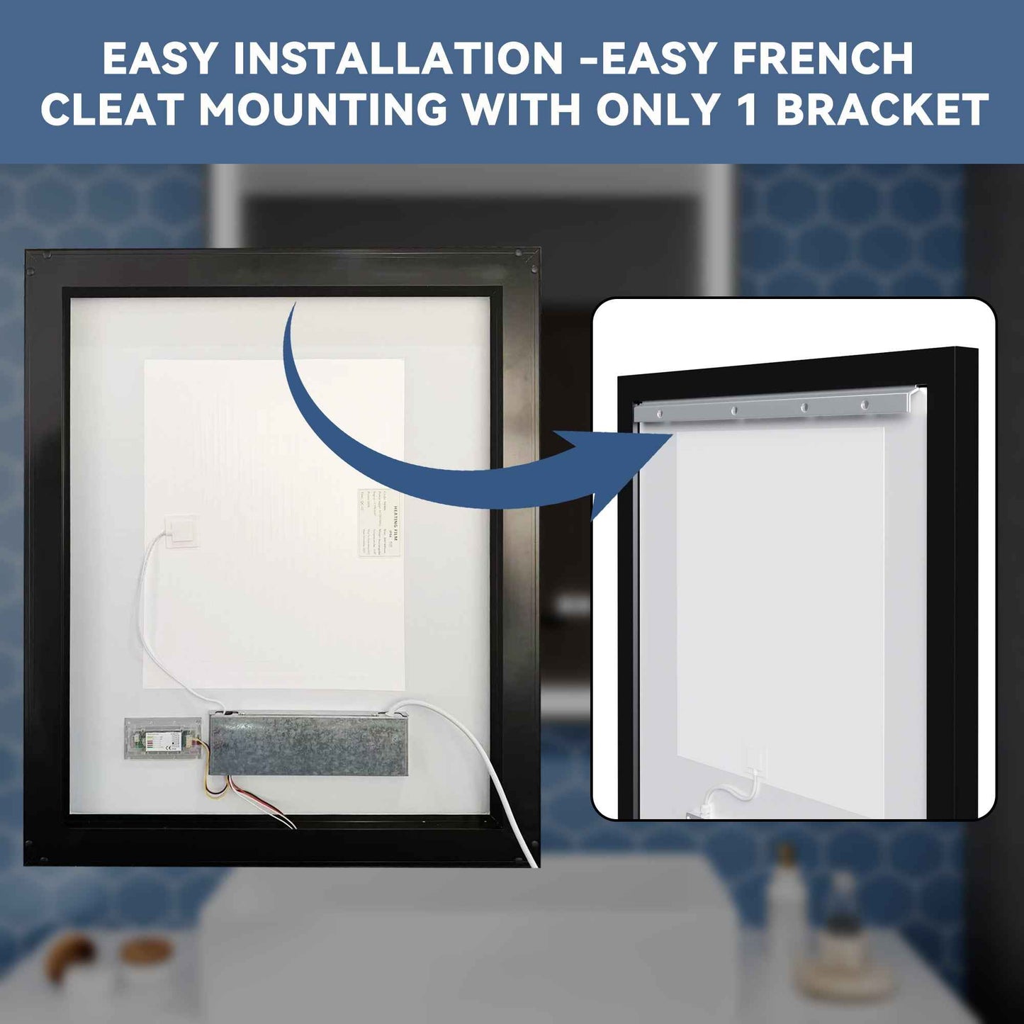 Verloar 22" W x 34" H Lighted Bathroom  Mirror,Dimmable,Anti Fog,Front-Lit Illumination（副本）