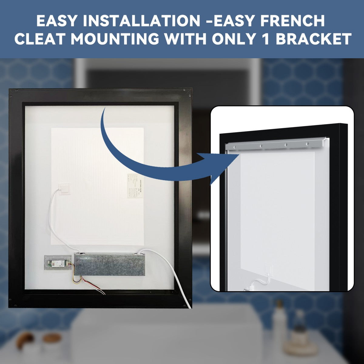 Verloar 30" W x 36" H Framed Lighted Bathroom  Mirror,Dimmable,Anti Fog,Front-Lit Illumination,Matte Black