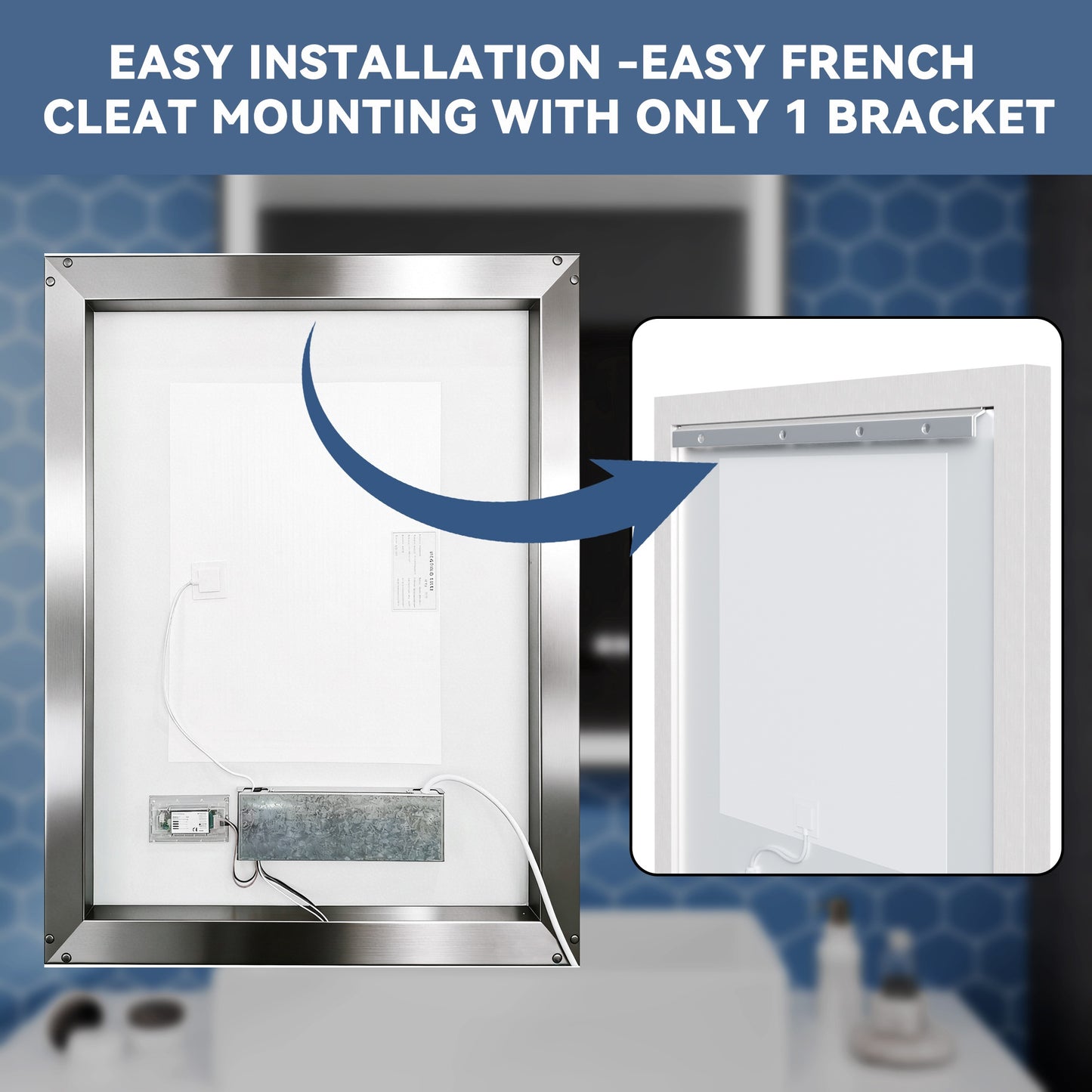 Verloar 30" W x 36" H Lighted Bathroom  Mirror,Dimmable,Anti Fog,Front-Lit Illumination