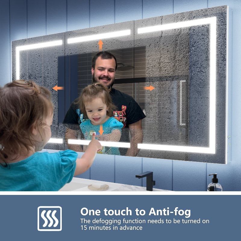 Illusion-B 72" x 36" LED Lighted Inset Mirrored Medicine Cabinet with Magnifiers Front and Back Light