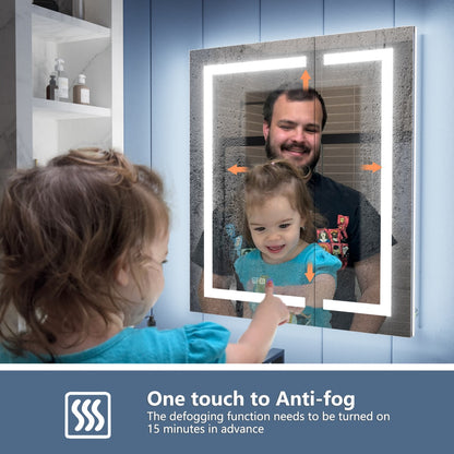 Illusion-B 30" x 36" LED Lighted Inset Mirrored Medicine Cabinet with Magnifiers Front and Back Light