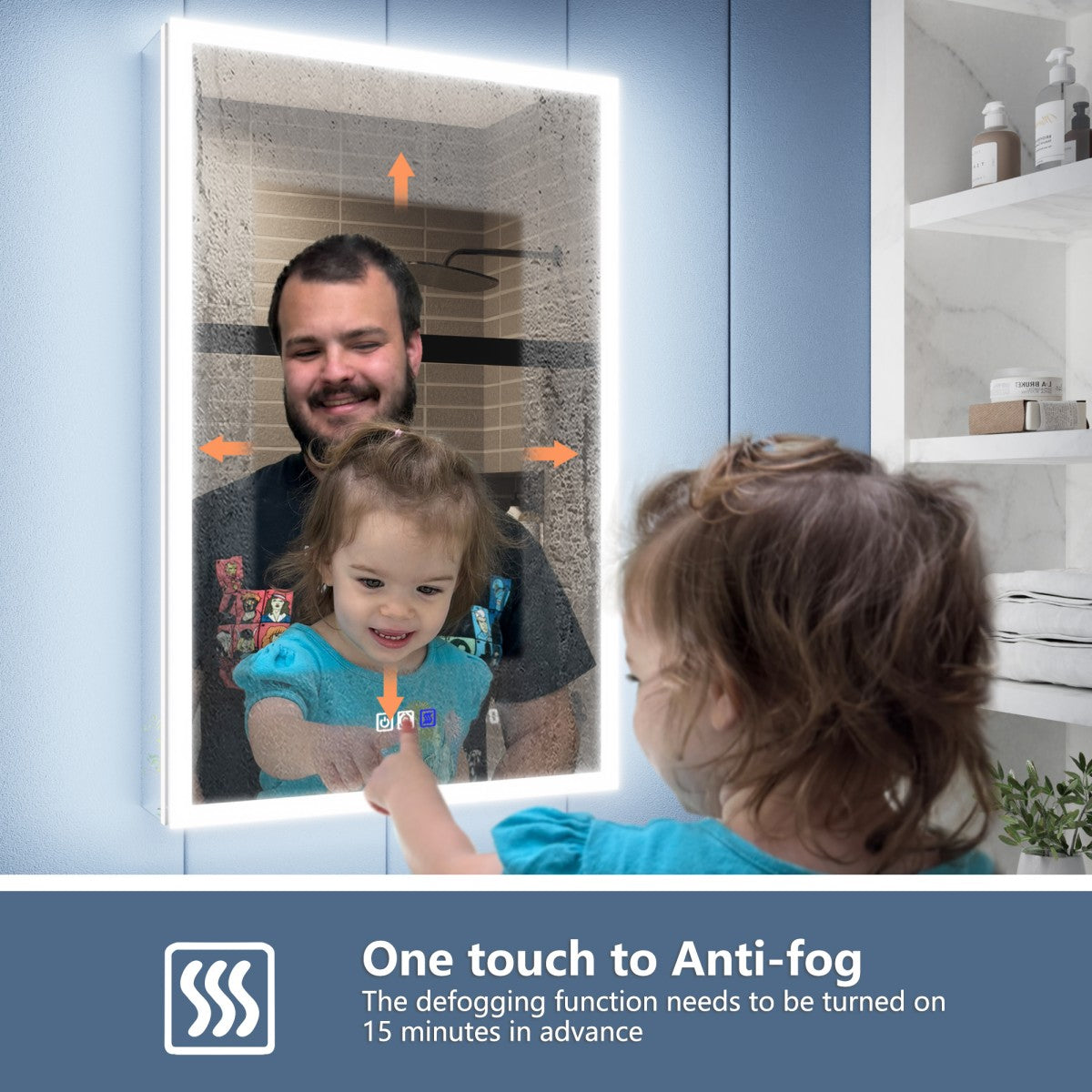 Illusion 20" x 32" Lighted Mirror Medicine Cabinet with Front and Back Magnifiers, Right Hinge