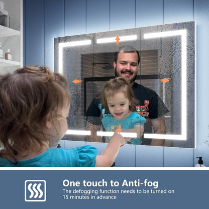 Illusion-B 54" x 36" LED Lighted Inset Mirrored Medicine Cabinet with Magnifiers Front and Back Light