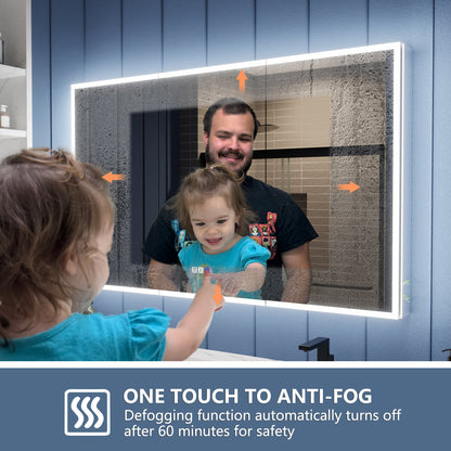 Illusion 60" x 36" LED Lighted Medicine Cabinet with Magnifiers Front and Back Light