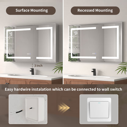 ExBrite 24" x 30" LED Lighted Medicine Cabinet with Adjustable Shelves, Anti-Fog, Beveled Design, Recessed or Surface Mount - ExBriteUSA