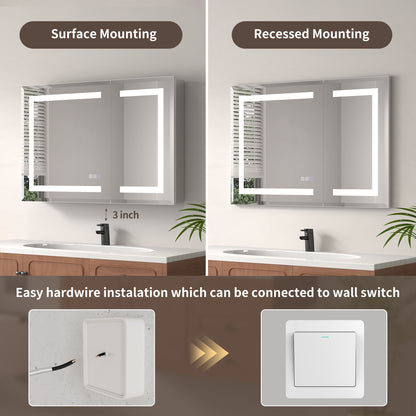 ExBrite 36" x 24" LED Lighted Medicine Cabinet with Adjustable Shelves, Anti-Fog, Beveled Design, Recessed or Surface Mount - ExBriteUSA