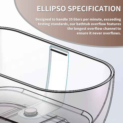 Allsumhome RockE 59" Imitation Natural Stone Freestanding Bathtub,Stone Touch,Pink,Scratch-proof,cUPC Certified,No Drain