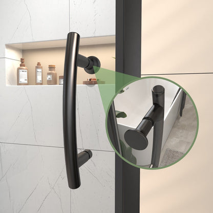 Flexi 38 - 42"x71" Frameless Shower Door in Matte Black,Tempered Glass with Seal Strip Parts and Handle,6mm Glass Shower Door