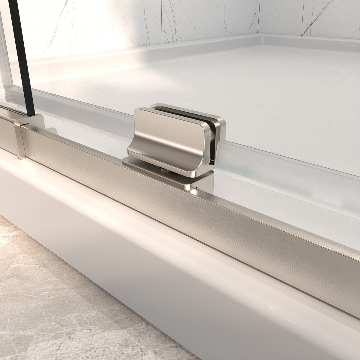 Flexi 44 - 48"x71" Frameless Shower Door in Chrome,Water Repellent Glass with Seal Strip Parts and Handle,6mm Glass Shower Door