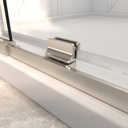 Flexi 44 - 48"x71" Frameless Shower Door in Chrome,Water Repellent Glass with Seal Strip Parts and Handle,6mm Glass Shower Door