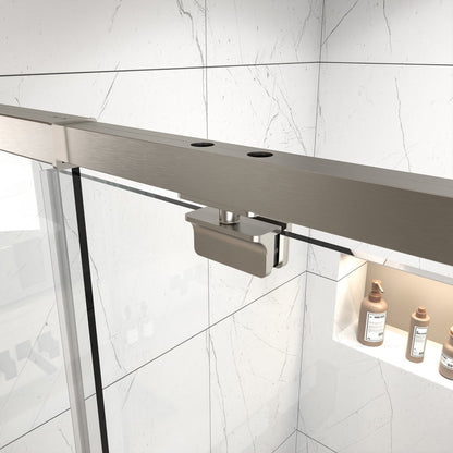 Flexi 44 - 48"x71" Frameless Shower Door in Chrome,Water Repellent Glass with Seal Strip Parts and Handle,6mm Glass Shower Door