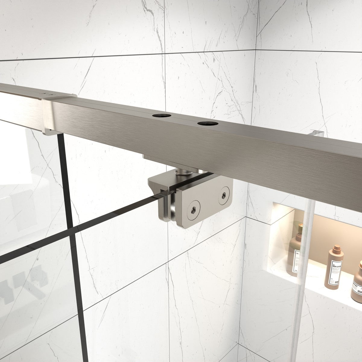 Flexi 44 - 48"x71" Frameless Shower Door in Chrome,Water Repellent Glass with Seal Strip Parts and Handle,6mm Glass Shower Door
