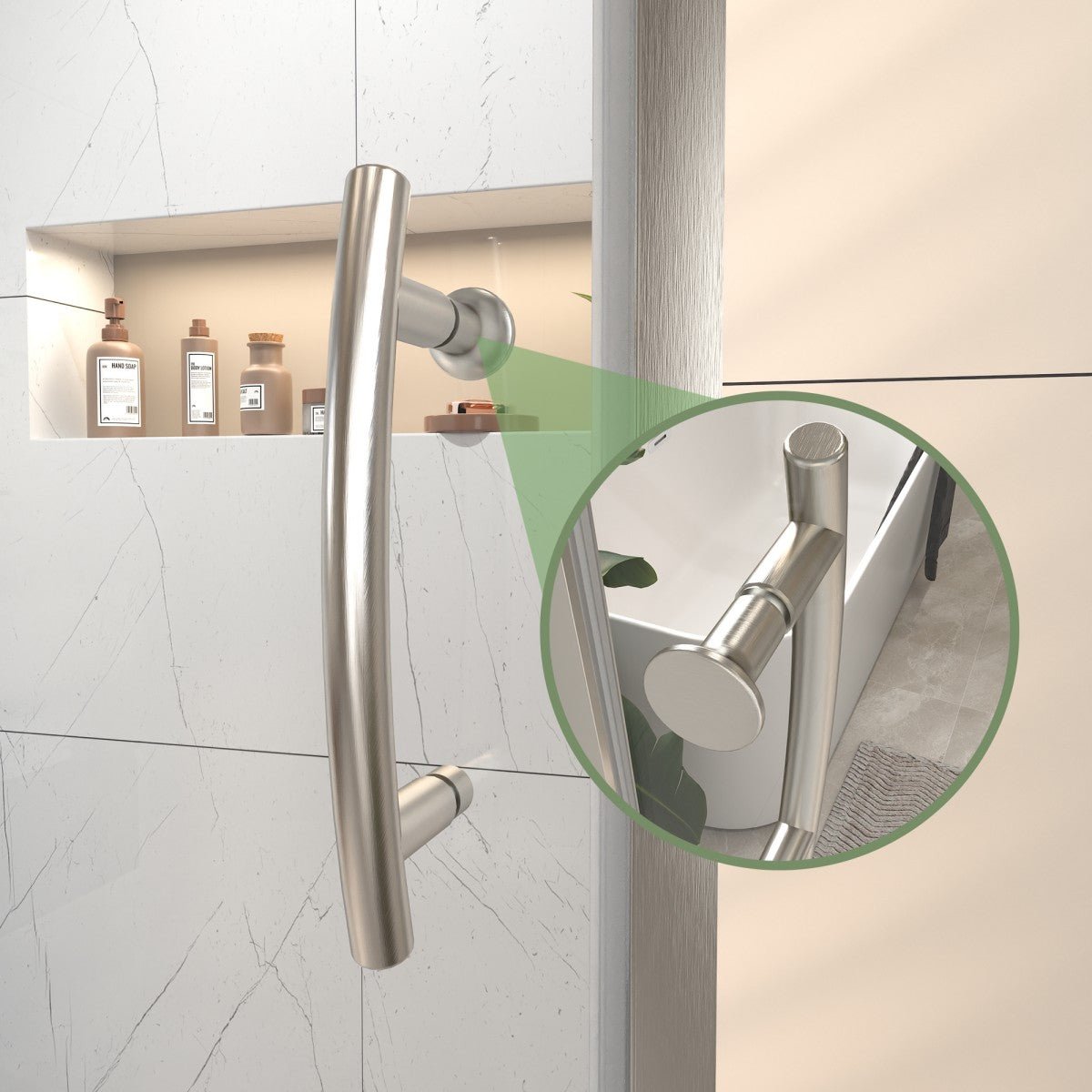 Flexi 44 - 48"x71" Frameless Shower Door in Chrome,Water Repellent Glass with Seal Strip Parts and Handle,6mm Glass Shower Door