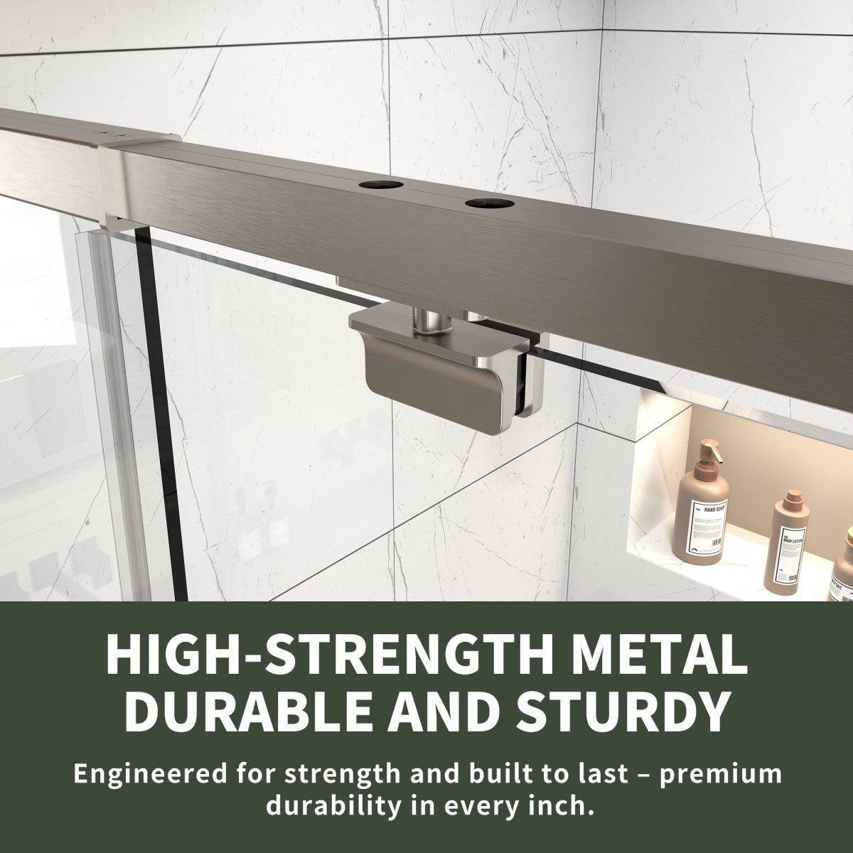 Flexi 44 - 48"x71" Frameless Shower Door in Chrome,Water Repellent Glass with Seal Strip Parts and Handle,6mm Glass Shower Door