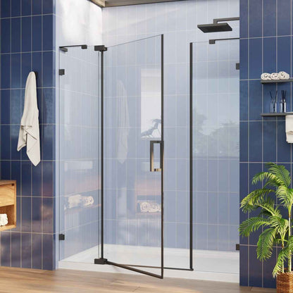 Flexi-L 44-48" W X 70" H Bathroom Glass Shower Doors,Semi-Frameless Matte Black,Tempered Glass Shower Door With Handle