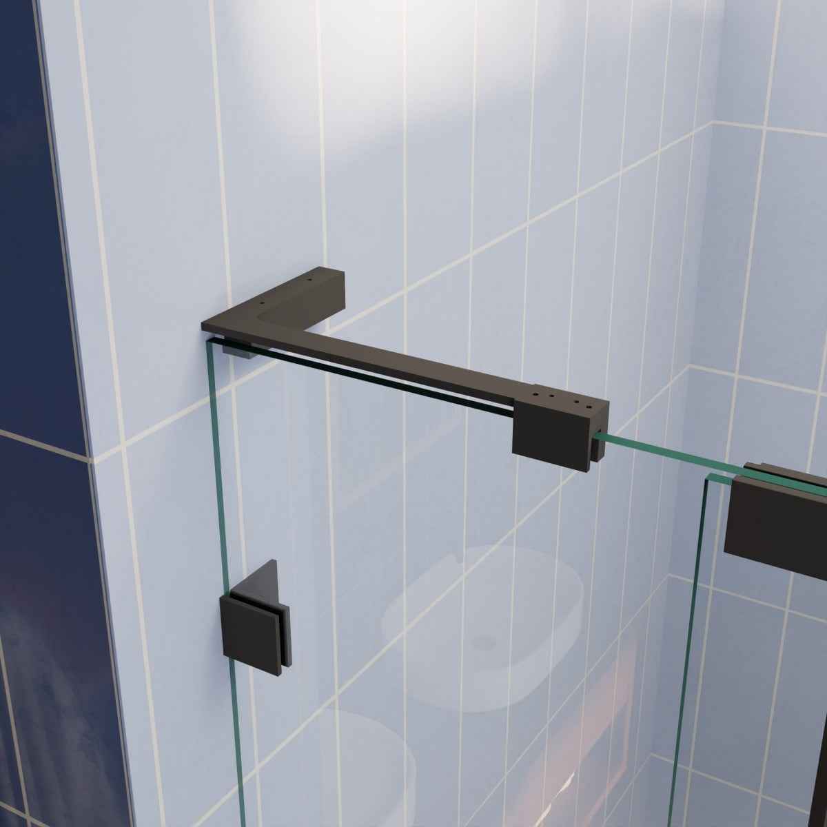Flexi-L 44-48" W X 70" H Bathroom Glass Shower Doors,Semi-Frameless Matte Black,Tempered Glass Shower Door With Handle