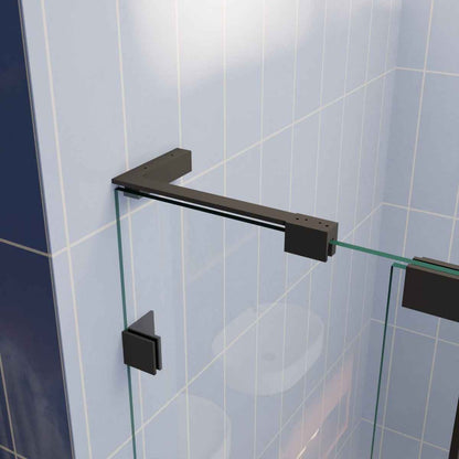 Flexi-L 44-48" W X 70" H Bathroom Glass Shower Doors,Semi-Frameless Matte Black,Tempered Glass Shower Door With Handle