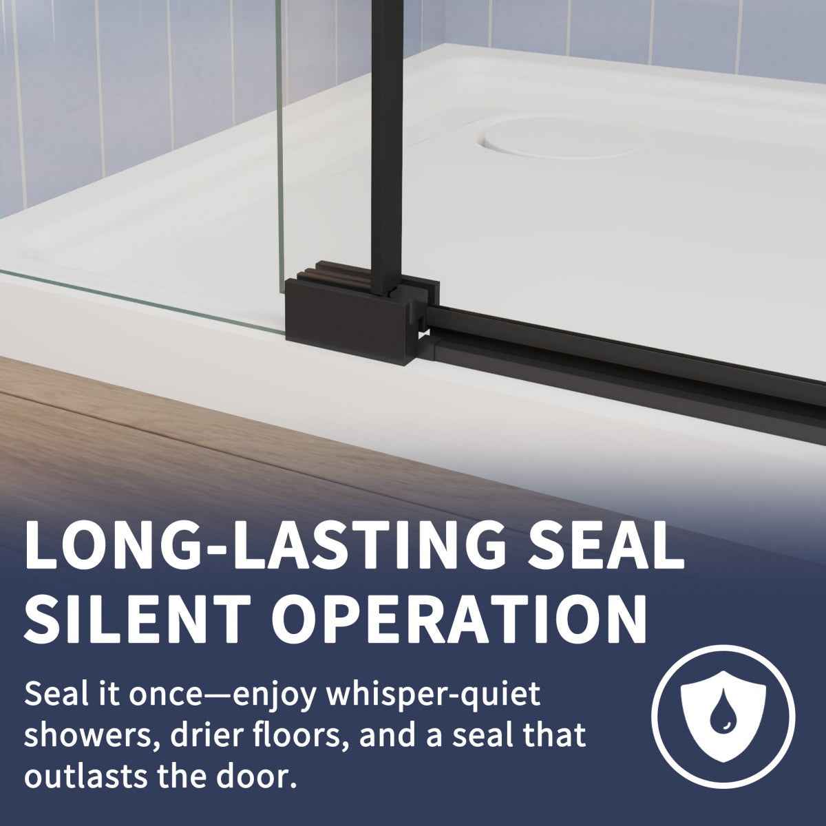 Flexi-L 44-48" W X 70" H Bathroom Glass Shower Doors,Semi-Frameless Matte Black,Tempered Glass Shower Door With Handle