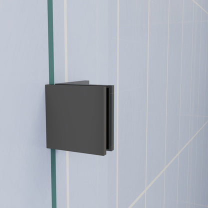 Flexi-L 50-54" W X 70" H Black Pivot Shower Door, Frameless Matte Black Tempered Glass with Handle