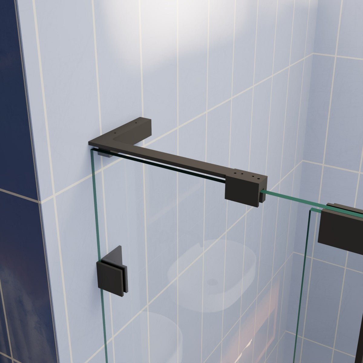 Flexi-L 50-54" W X 70" H Black Pivot Shower Door, Frameless Matte Black Tempered Glass with Handle