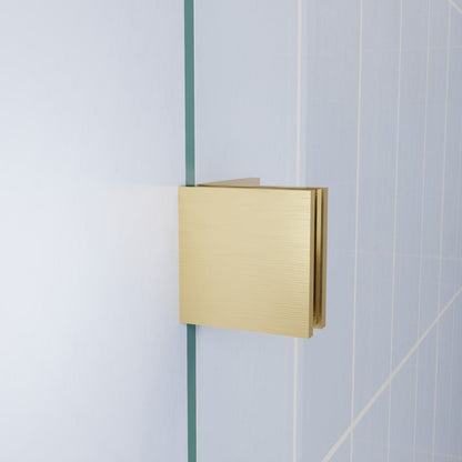 Flexi-L Brushed Gold Semi Frameless Shower Screen 44-48" W X 70" H Tempered Glass Bathroom Shower Doors With Handle
