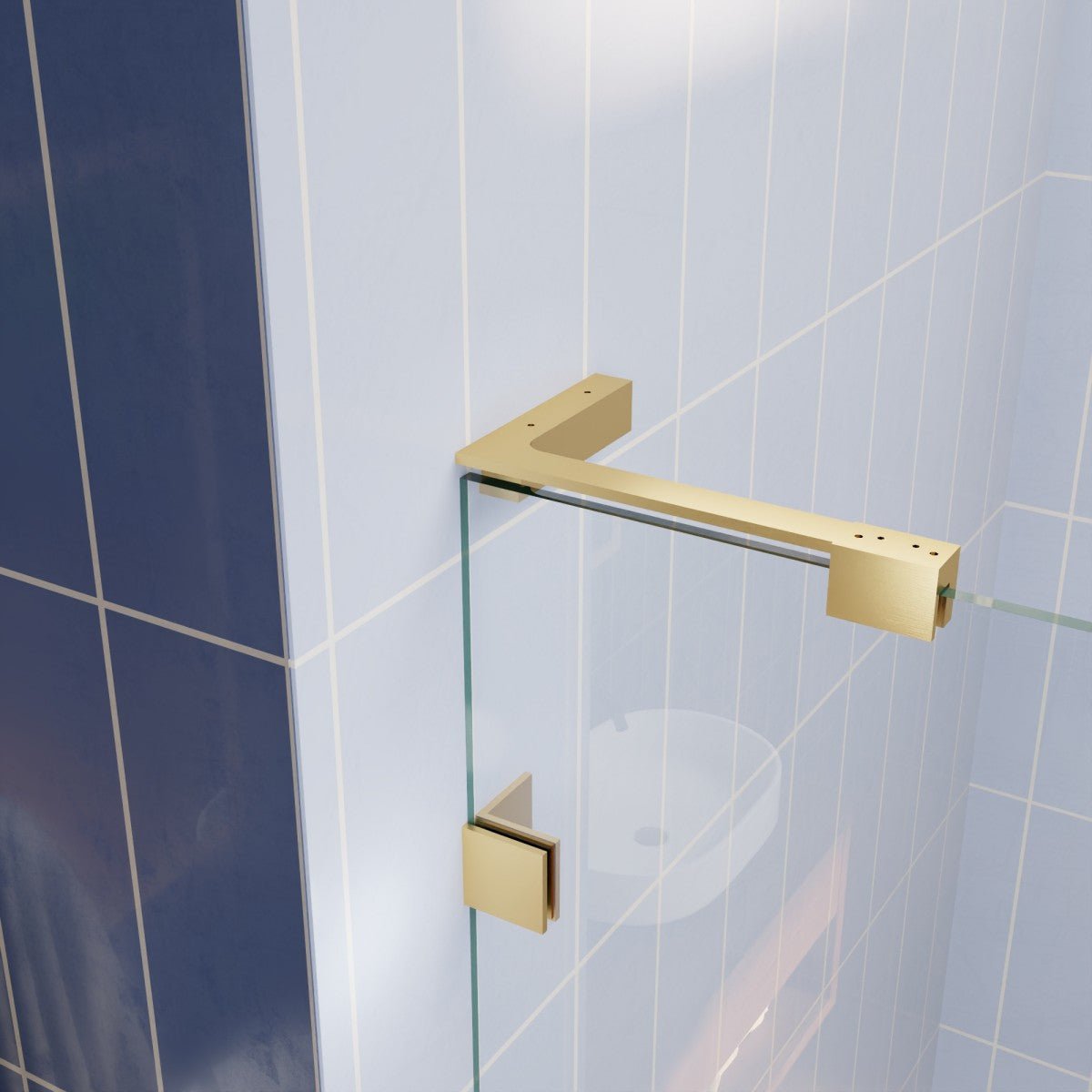 Flexi-L Brushed Gold Semi Frameless Shower Screen 44-48" W X 70" H Tempered Glass Bathroom Shower Doors With Handle