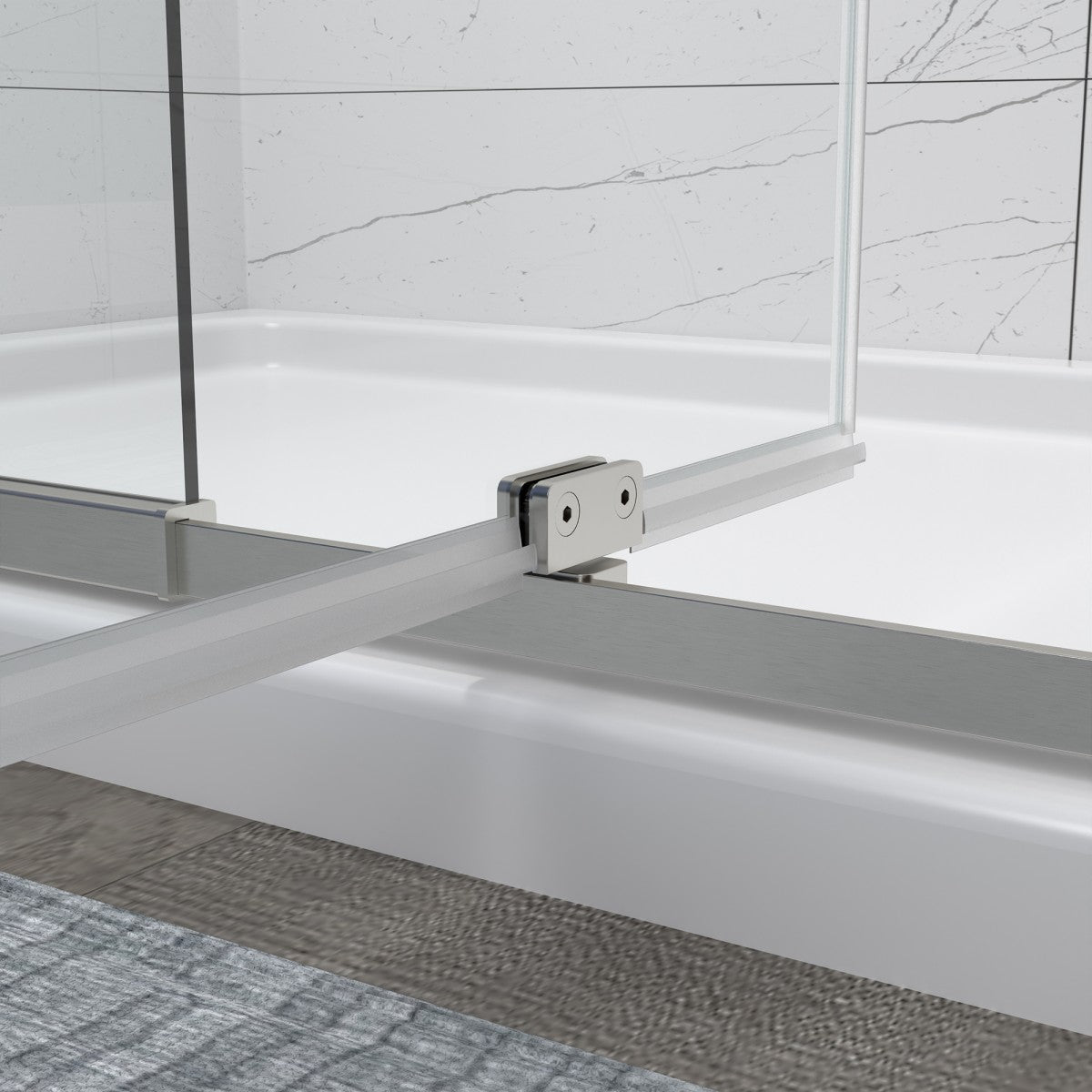 Flexi Showers 56-60" W x 71" H Glass Shower Doos Semi-Frameless,6mm Clear Tempered Glass Panel, Brush Nickel Finish - ExBriteUSA