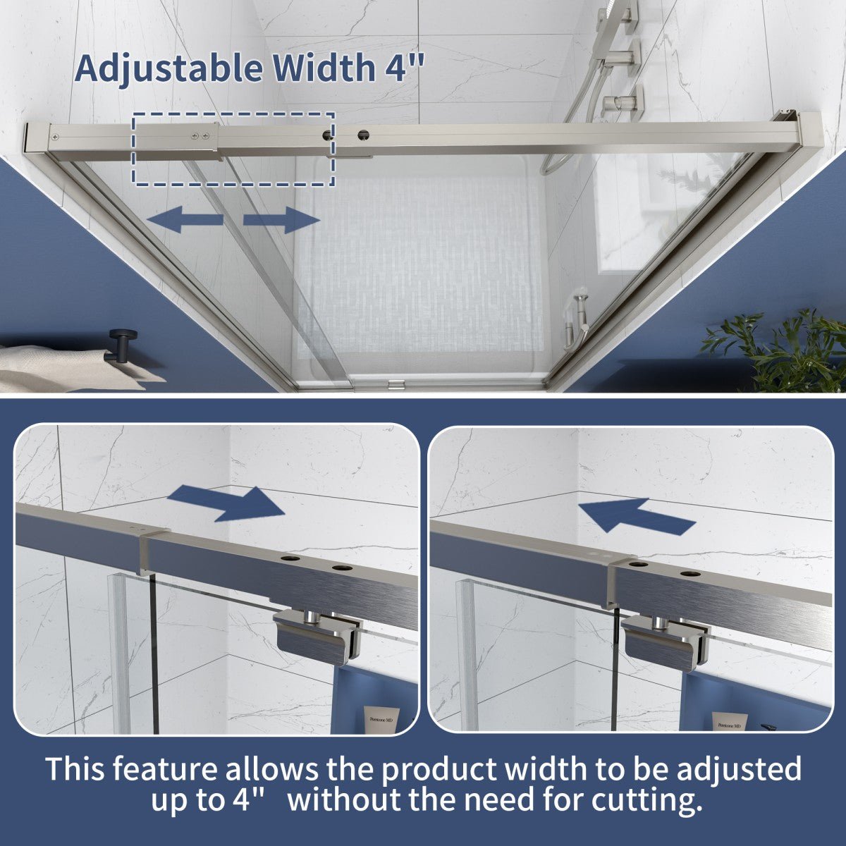 Flexi Showers 56-60" W x 71" H Glass Shower Doos Semi-Frameless,6mm Clear Tempered Glass Panel, Brush Nickel Finish - ExBriteUSA