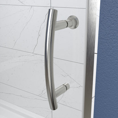 Flexi Showers 56-60" W x 71" H Glass Shower Doos Semi-Frameless,6mm Clear Tempered Glass Panel, Brush Nickel Finish - ExBriteUSA