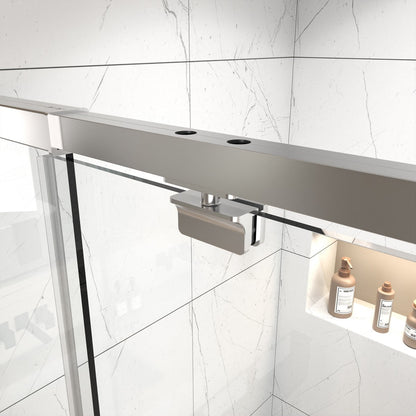 Flexi Showers 56 - 60" W x 71" H Glass Shower Doos Semi - Frameless,6mm Clear Tempered Glass Panel, Chrome Finish
