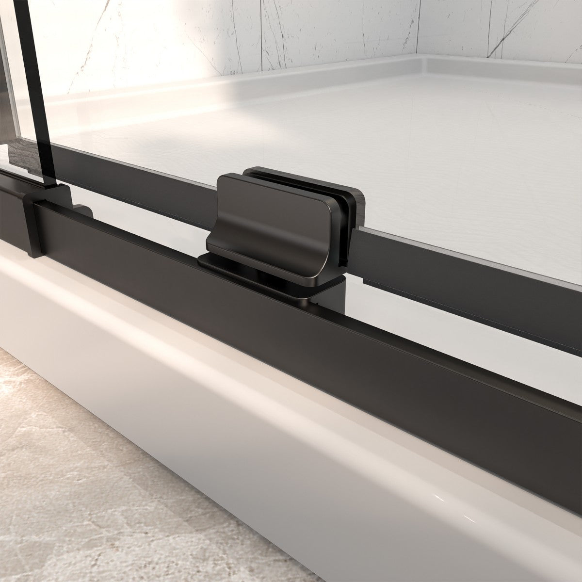 Flexi Showers 56 - 60" W x 71" H Glass Shower Doos Semi - Frameless,6mm Clear Tempered Glass Panel,Black Finish