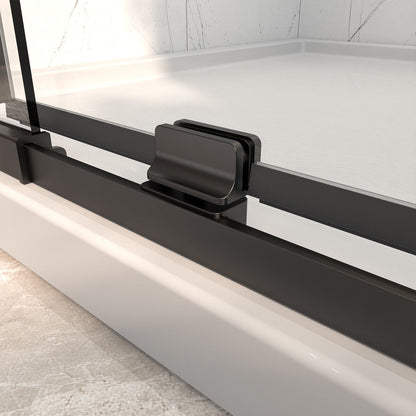 Flexi Showers 56 - 60" W x 71" H Glass Shower Doos Semi - Frameless,6mm Clear Tempered Glass Panel,Black Finish