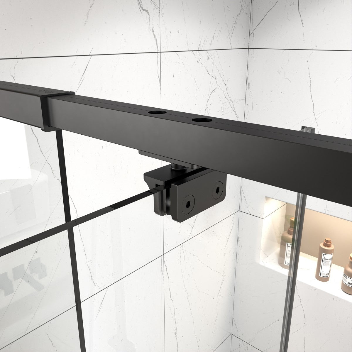 Flexi Showers 56 - 60" W x 71" H Glass Shower Doos Semi - Frameless,6mm Clear Tempered Glass Panel,Black Finish